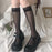 VenusFox Sexy Women Knee High Socks Mesh Stockings Fashion Fishnet Cute College Styles Girls Student Cosplay Nylon Stockings Black White