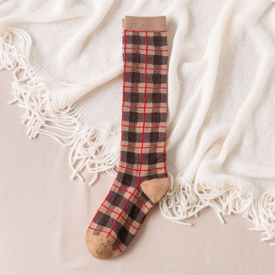 VenusFox New warm British style small Plaid leg socks women's College Street long tube knee socks