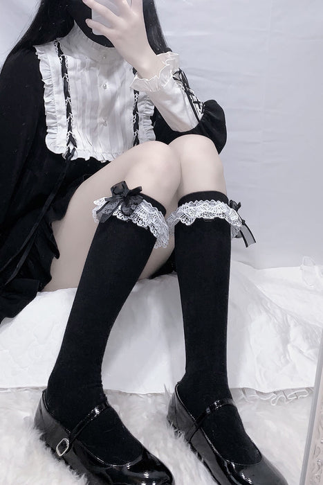 VenusFox New Lolita Socks Women Lace Frilly Stockings Sweet knee high socks Anime Cosplay Girls Spring Autumn Leg Warmer Cotton long sock