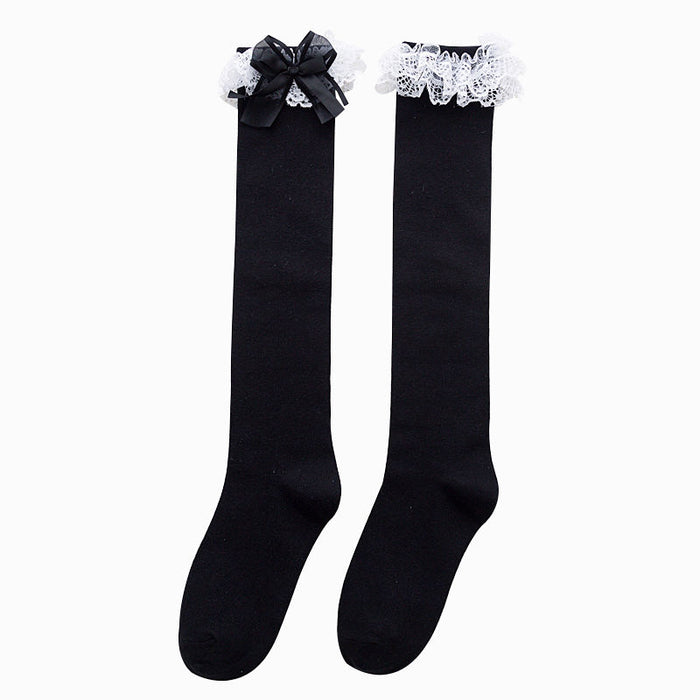 VenusFox New Lolita Socks Women Lace Frilly Stockings Sweet knee high socks Anime Cosplay Girls Spring Autumn Leg Warmer Cotton long sock