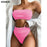 VenusFox High Waist Bikinis Bandeau Swimsuits Swimwear Women Black Strapless Biquini High Cut Bathing Suit Women 2021 Beachwear