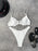 VenusFox White Swimsuit Women Ribbed Underwire Bathing Suit Women Designer  Tie Front Push Up Swimwear 2 Piece Sets Womens String Bikini