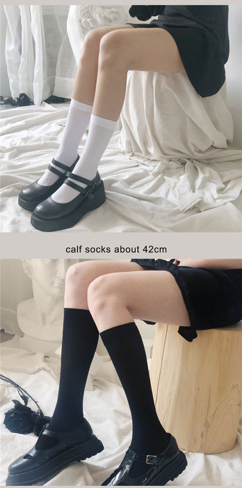 VenusFox Woman Socks Cute Black White Velvet Lolita Long Socks Solid Color Knee High Socks Fashion Kawaii Cosplay Sexy Nylon Stockings