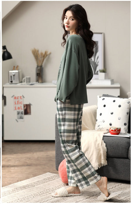 VenusFox Oversized Women Home Wear Lounge Clothes Long Sleeve Pajamas Sets Cotton Sleepwear Girls woman's pajama