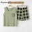 VenusFox Hot Sleeveless Two Piece Set Summer Green Silk Pajama Sets for Women Cotton PJS Fashion Soft Sleepwear Korean Kawaii Nightwear