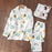 VenusFox Ladies Pajamas Set 100% Gauze Cotton Cartoon Dog Printed Pajamas Women 2Pcs Turn-down Neck Shirt + Pants Comfort Nature Sleepwear