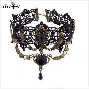 VenusFox YiYaoFa Elegant Rose Choker Necklace for Women Accessories Gothic Party Jewelry Vintage Statement Necklace & Pendant DD-38