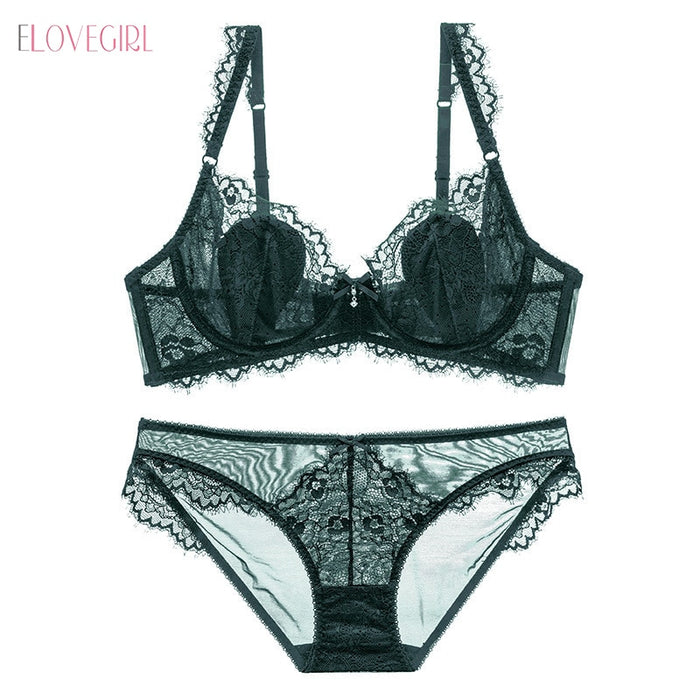 VenusFox Top French Bra Set Lingerie Push Up Brassiere Ultra-thin Lace Underwear Set Sexy Transparent Panties For Women underwear