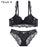VenusFox New Sexy Bras Thick Underwear Set Women Brassiere Black Embroidery Brand Push-Up Bra Panties Set Lace Lingerie 3/4 Cup Gather