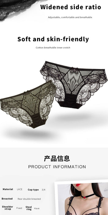 VenusFox Ultra-thin bra and panty set hollow large size sexy transparent lace underwear ABCDE cup 95C 95D