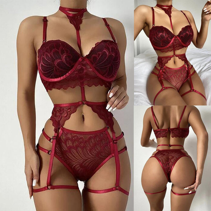 VenusFox Sexy Lingerie Set Sex Corset Bra G-String Women's Underwear See Through Lace Lenceria Mujer