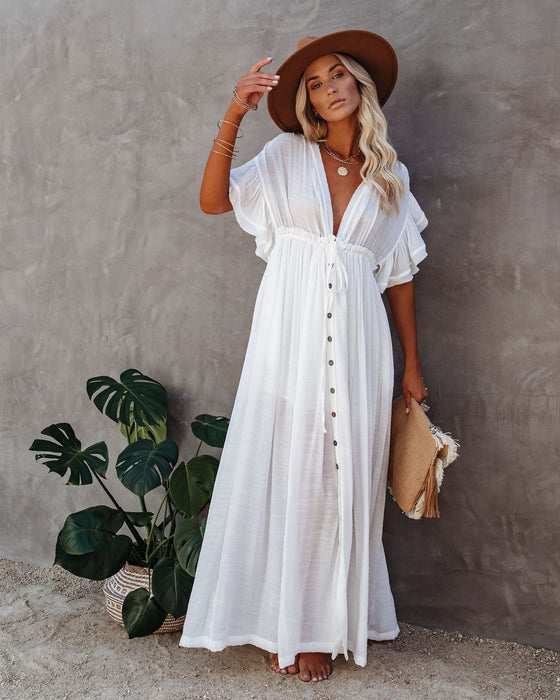 VenusFox Sexy Bikini Cover-ups Long White Tunic Casual Summer Beach Dress Elegant Women Plus Size Beach Wear Swim Suit Cover Up Q1208