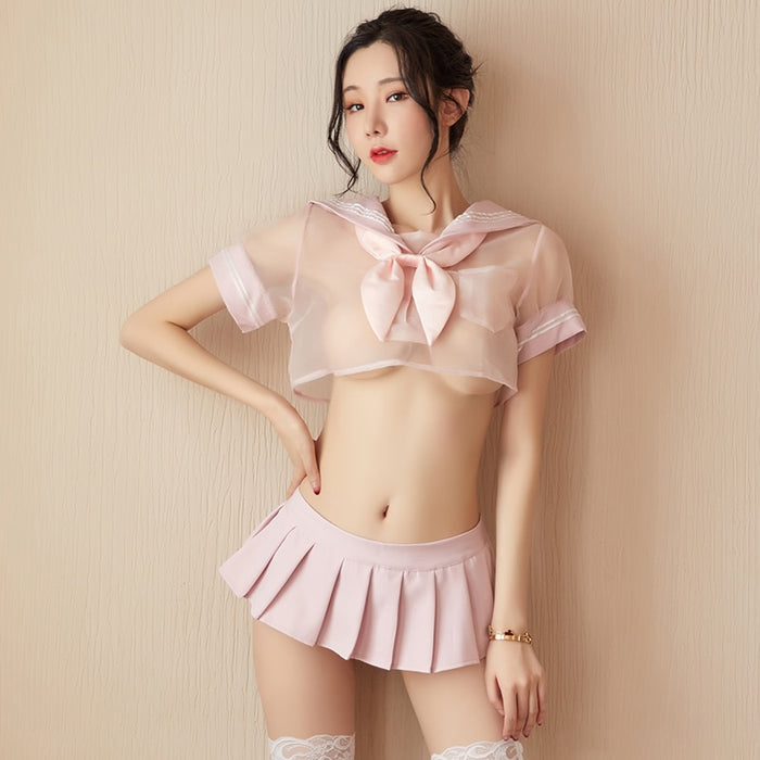 VenusFox Sexy Cosplay Costume Student Sailor with sexy Lingerie uniform Exotic Kwaii transparent Lolita Top Skirt Panty Erotic Roleplay