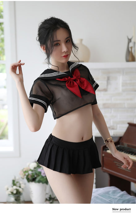 VenusFox Sexy Cosplay Costume Student Sailor with sexy Lingerie uniform Exotic Kwaii transparent Lolita Top Skirt Panty Erotic Roleplay