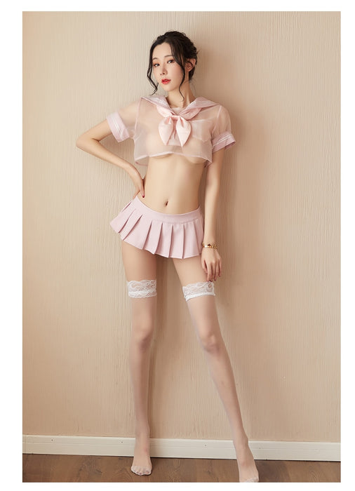 VenusFox Sexy Cosplay Costume Student Sailor with sexy Lingerie uniform Exotic Kwaii transparent Lolita Top Skirt Panty Erotic Roleplay