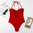 VenusFox Sexy One Piece Swim Suits Red Black Bandeau Swimsuit 1 Piece Bow Knot Halter Cut Out Swimwear Women Bathing Suit Trikini