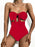 VenusFox Sexy One Piece Swim Suits Red Black Bandeau Swimsuit 1 Piece Bow Knot Halter Cut Out Swimwear Women Bathing Suit Trikini