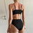 VenusFox High Waist Bikinis Ribbed Women's Swimsuit 2021 Swimwear Women Cut Out Bathing Suits Push Up Biquini Black Bikinis Set