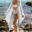 VenusFox Women Golden Beach Long Maxi Dress Bikini Cover Up Cardigan Swimwear Bathing Suit Beachwear Summer Cover Ups Dresses