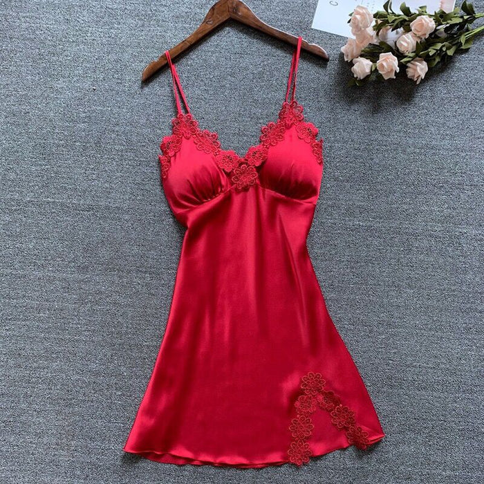 VenusFox Women Nightgowns Sexy Nightwear Lace Patchwork Camisola Lingerie Nighty Wedding Silk Dress Sleep Wear Nightdress Clothes