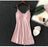 VenusFox Women Silk Sleepshirts Lace Babydoll Lingerie Satin Chemise Nightgown V Neck Sleepwear Nighty Nightgown wWith Chest Pad Homewear