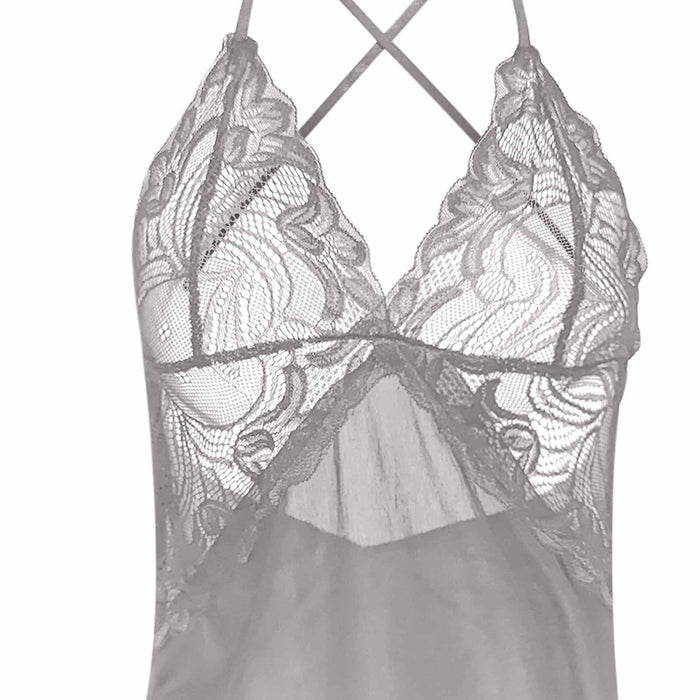 VenusFox Sexy Lingerie Nightgown Underwear Lace Embroidery Seduction Women Nightwear Sling Back Cross Night Dress