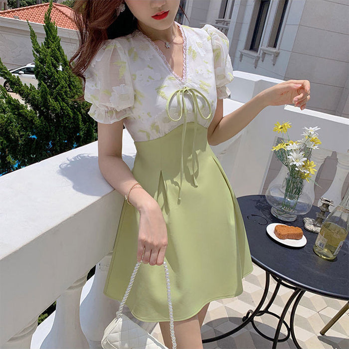 Jade Floral Print A-Line Dress, Cute Blue Summer Sundress Online Lily  Boutique