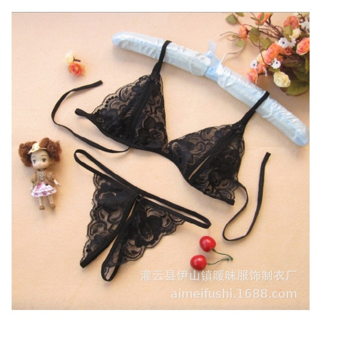 VenusFox Sexy Lingerie Temptation Sexy Lace Transparent Ladies Three-point Women Open File Make Love Panties