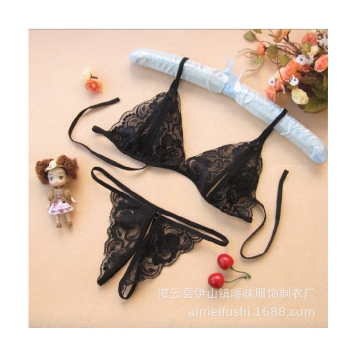 VenusFox Sexy Lingerie Temptation Sexy Lace Transparent Ladies Three-point Women Open File Make Love Panties