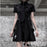 VenusFox Goth Dress Punk Gothic Harajuku Summer Black Mini Dress Shirt Women 2021 Short Sleeve Emo Clothes Mall Goth Dark Academia