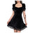VenusFox Vintage Dark Black Dress Velvet Dress Mall Goth Y2k Sexy Square Collar Puff Sleeve Lace Patchwork High Waist Party Dress Vestido