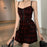 VenusFox Gothic Girls Plaid Pleated Punk Dress Preppy Style Red Black Spaghetti Strap Sexy Sleeveless Mini Short Dresses Goth Streetwear