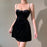 VenusFox Sundresses for Women 2021 Lace Patchwork Bandage Black Velvet Ladies Goth Sexy Backless Evening Party Short Dresses