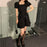 VenusFox Lolita Mini Dress for Women Gothic Goth Punk Harajuku Mall Goth Style Bandage Black Dresses High Waist Clothes Dress Spring