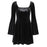 VenusFox Gohtic Sexy Woman High Waist A Line Dress Goth Dark Flare Sleeve Square Neck Backless Print Pleated Y2K Dress Egirl Alt Clohtes