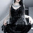 VenusFox Goth Apparel Sexy Spaghetti Straps Black Mini Dress Gothic Harajuku Vintage Print Lace Pleated Dress Summer Sleeveless Dress