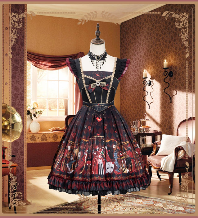 VenusFox Japanese Gothic Jsk Lolita Dress Women Vintage Victorian Sleeveless Princess Tea Party Dress Girls Chic Goth Skirt