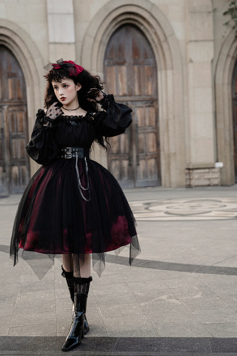 VenusFox Black Lolita Dress Women Goth Clothes Women Punk Gothic Vintage Gothic Lolita Summer Kawaii Dress Halloween Lolita Cosplay Dress