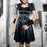 VenusFox Gothes Dark Elegant Lace Trim Gothic A-line Dress Vintage Women Ruched Front Puff Sleeve Mini Dress Autumn Fashion Slim Clubwear