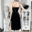 VenusFox Sexy Vintage Gothic Grunge Black Party Robe Women Dark Goth Punk Rock Velvet Chain Strap Midi Dress Split Summer Ladies Clothes