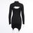 VenusFox Gothic Bodycon Mini Dresses Mall Goth Punk Black Sexy Patchwork High Waist Women Dress Long Sleeve Clubwear Clothing