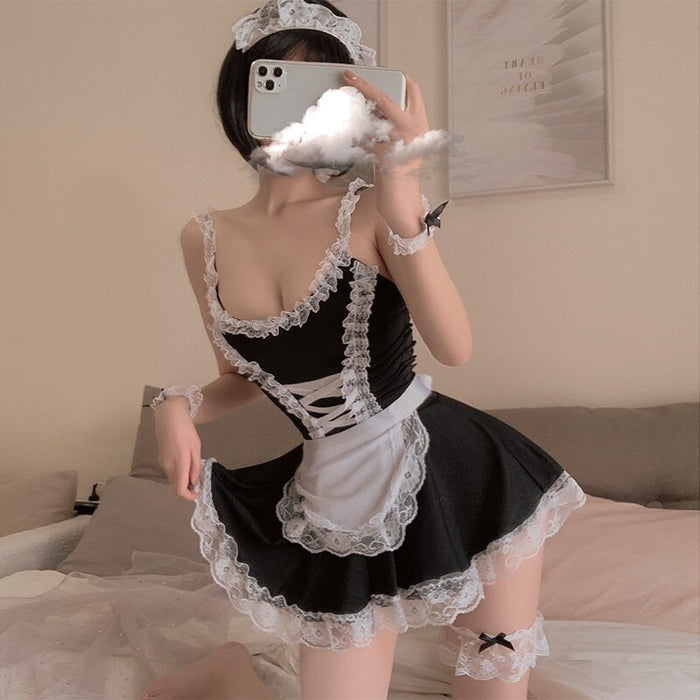 VenusFox Women Exotic Servant Role Play Dress Ladies Lace Allure Miniskirt Sexy High Quality Lingerie Cosplay French Apron Maid Costume