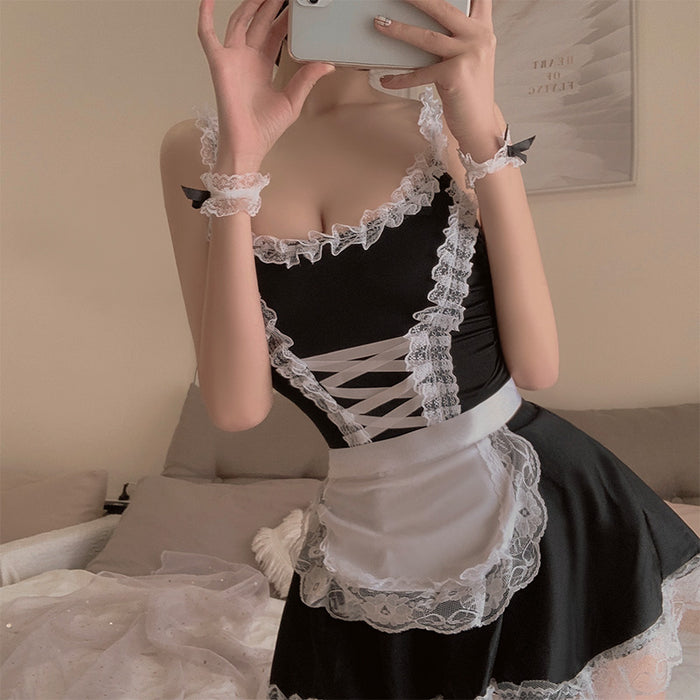 VenusFox Women Exotic Servant Role Play Dress Ladies Lace Allure Miniskirt Sexy High Quality Lingerie Cosplay French Apron Maid Costume