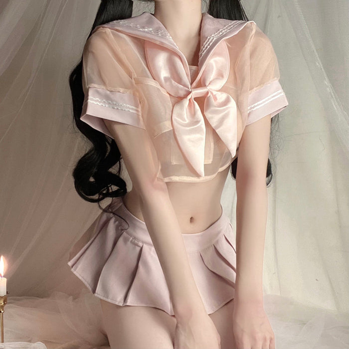 VenusFox Japanese Korean School Student Girl Uniform Sailor Cosplay Costume Sexy Pajamas Pleated Mini Skirt Sexy Lingerie Black Pink