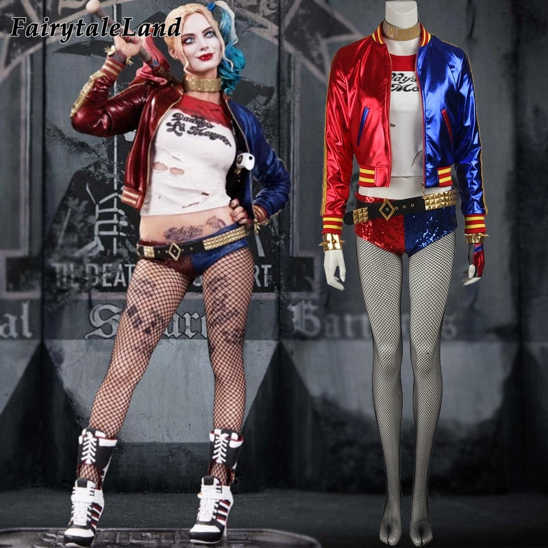VenusFox Movie Suicide Cosplay Harley Costume Adult Joker Halloween Fancy Outfit Full Set Party Sexy Clothing