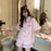 VenusFox Women's Pajamas Summer Night Home Suit Sleepwear Cotton Strawberry Embroidery Kawaii Pj Sets