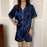 VenusFox Solid Color Women Silk Nightwear Turn-down Collar Short Sleeve Sleepwear Female Soft Lingerie Plus Size Pajamas Set