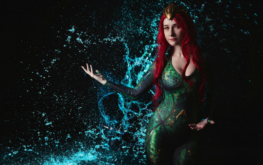 VenusFox Movie & TV Aquaman Halloween Costume for Women Mera Cosplay  Jumpsuits Zentai Cosplay Bodysuit Spandex Anime Women