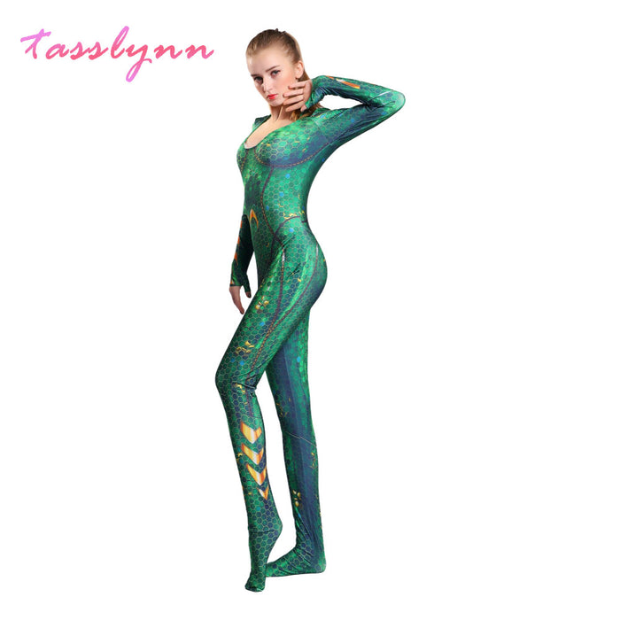 VenusFox Movie & TV Aquaman Halloween Costume for Women Mera Cosplay  Jumpsuits Zentai Cosplay Bodysuit Spandex Anime Women