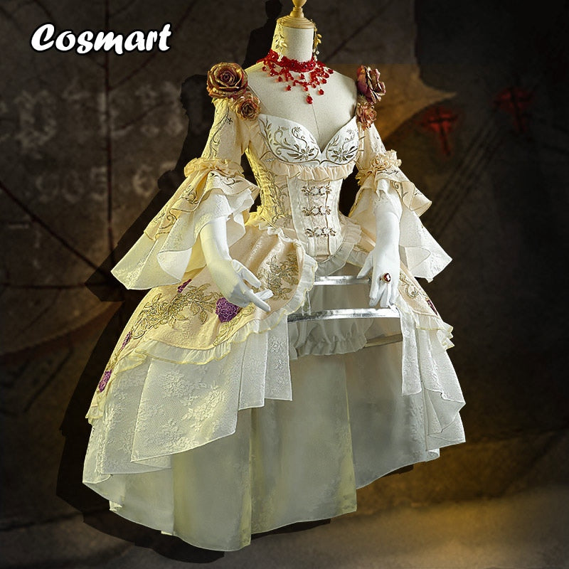 VenusFox Game Identity V Mrs. Red Madame Red Blood Feast Marie Game Palace Dress Elegant Cosplay Costume Halloween Suit For Women Outfit